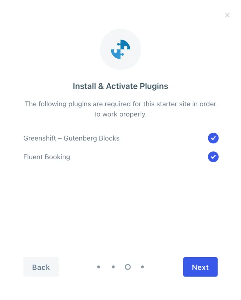 install and activate greenshift and fluentbooking plugin